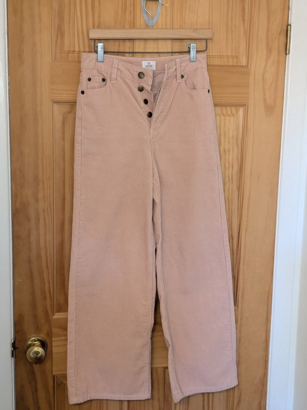 Sisstr Evolution Womens Corduroy Wide Leg Pants Blush Pink 24 Button Fly